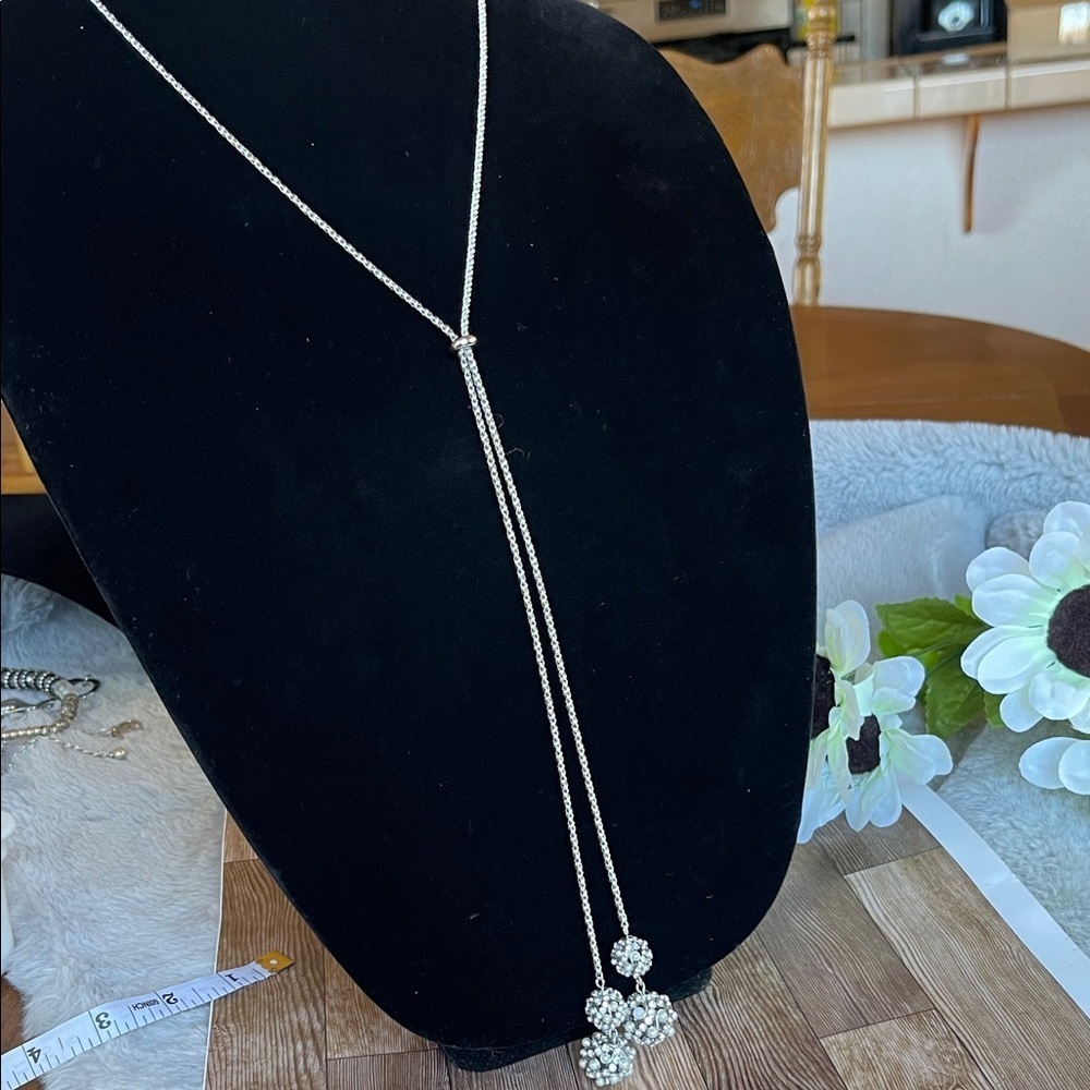 Charter Club Silver Necklace with Crystal Drops - Picture 5 of 5